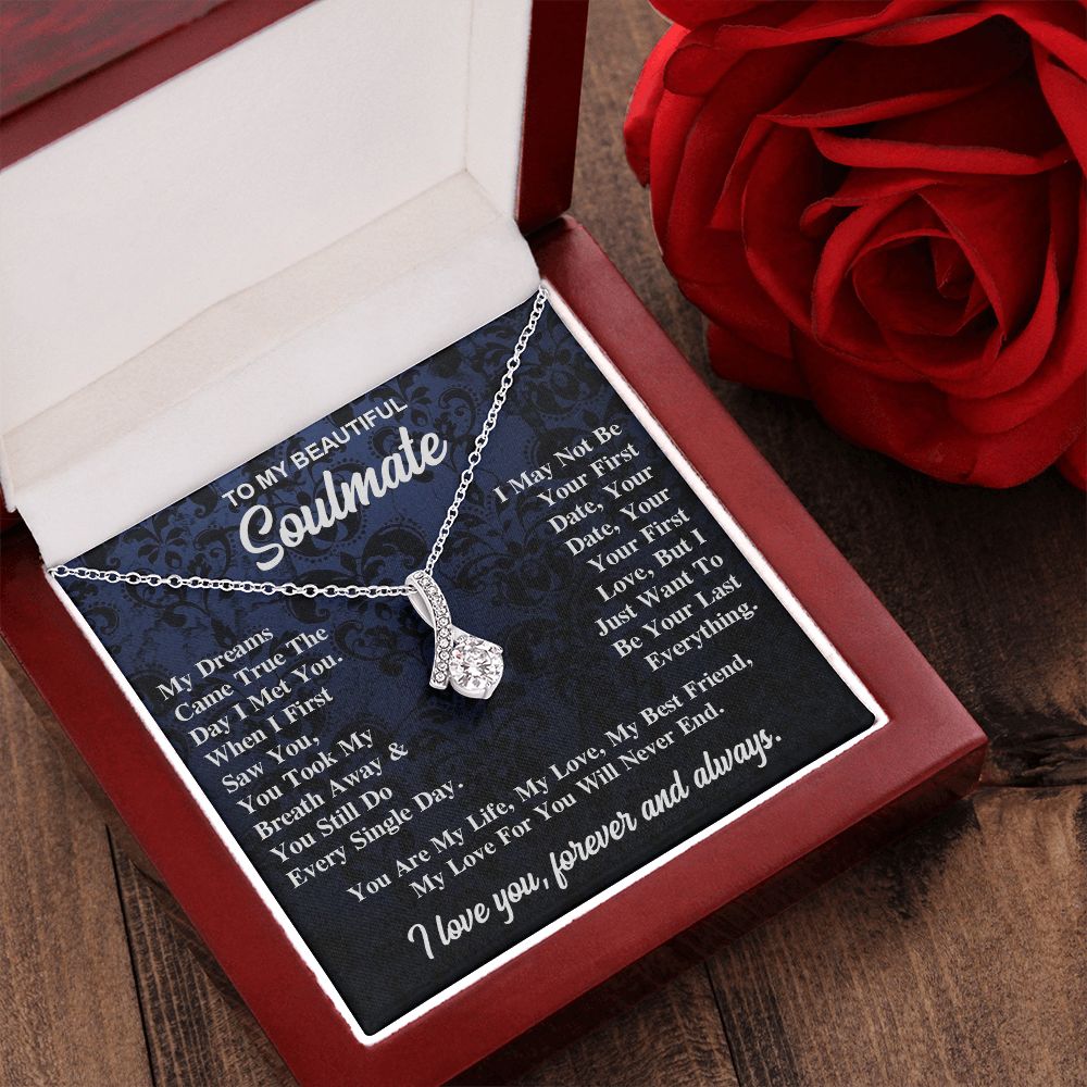 To My Soulmate Necklace Gift for Her, Soulmate Jewelry, Necklaces for Wife from Husband, Wedding To My Wife Necklace, Soulmate Gifts, Necklace Message Card and Gift Box Styles on Birthday, Wedding, Anniversary, Valentine Allruing Necklace
