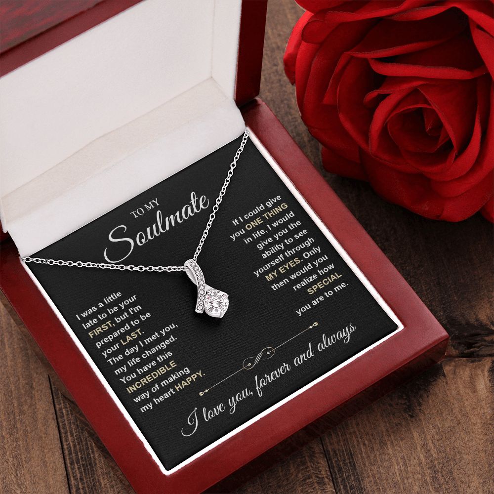 To My Soulmate Necklace for Women, Necklaces For Wife from Husband, Soulmate Jewelry to My Future Wife Necklace and Necklace For Girlfriend with Message Card and Necklace Gift Box Gift Box Styles on Birthday, Christmas, Wedding, Anniversary Allruing Neckl
