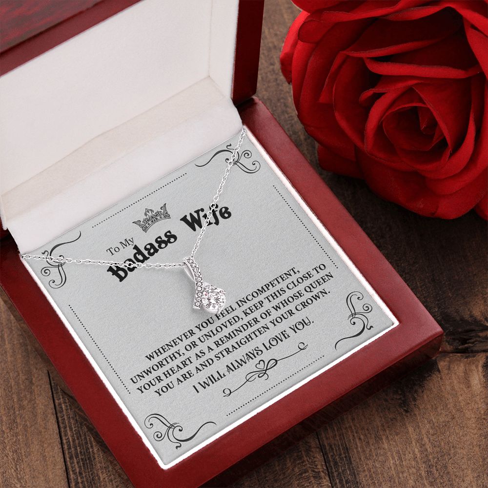 Personalized Valentine Gift For Badass Wife, To My Wife Necklace For Women, Soulmate Necklace, To My Wife Necklace From Husband, Necklace Custom Name Message Card and Gift Box Styles on Birthday, Christmas, Wedding, Anniversary Allruing Necklace