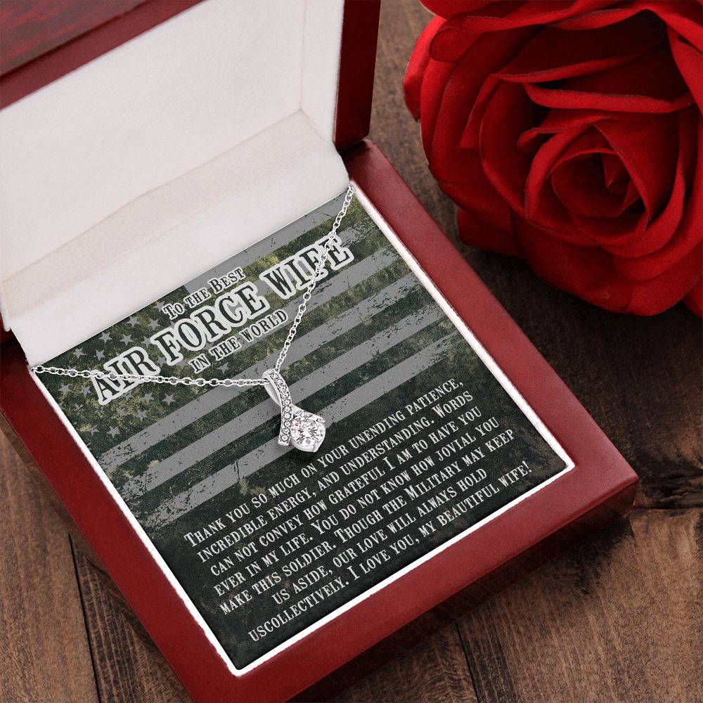 Couples Gifts, Air Force Wife Necklace Gifts From Husband, Wedding Anniversary Jewelry For Wife From Husband, Wife Birthday From Husband, To My Beautiful Wife Girlfriend Message Card and Gift Box styles On Birthday, Christmas, Anniversary  Allruing Neckla