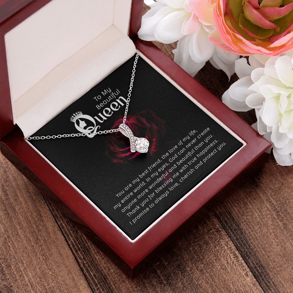 Couples Gifts, Beautiful Queen Necklace Gifts From Husband, Wedding Anniversary Jewelry For Wife From Husband, Wife Birthday From Husband, To My Soulmate Message Card and Gift Box styles On Birthday, Christmas, Anniversary  Allruing Necklace