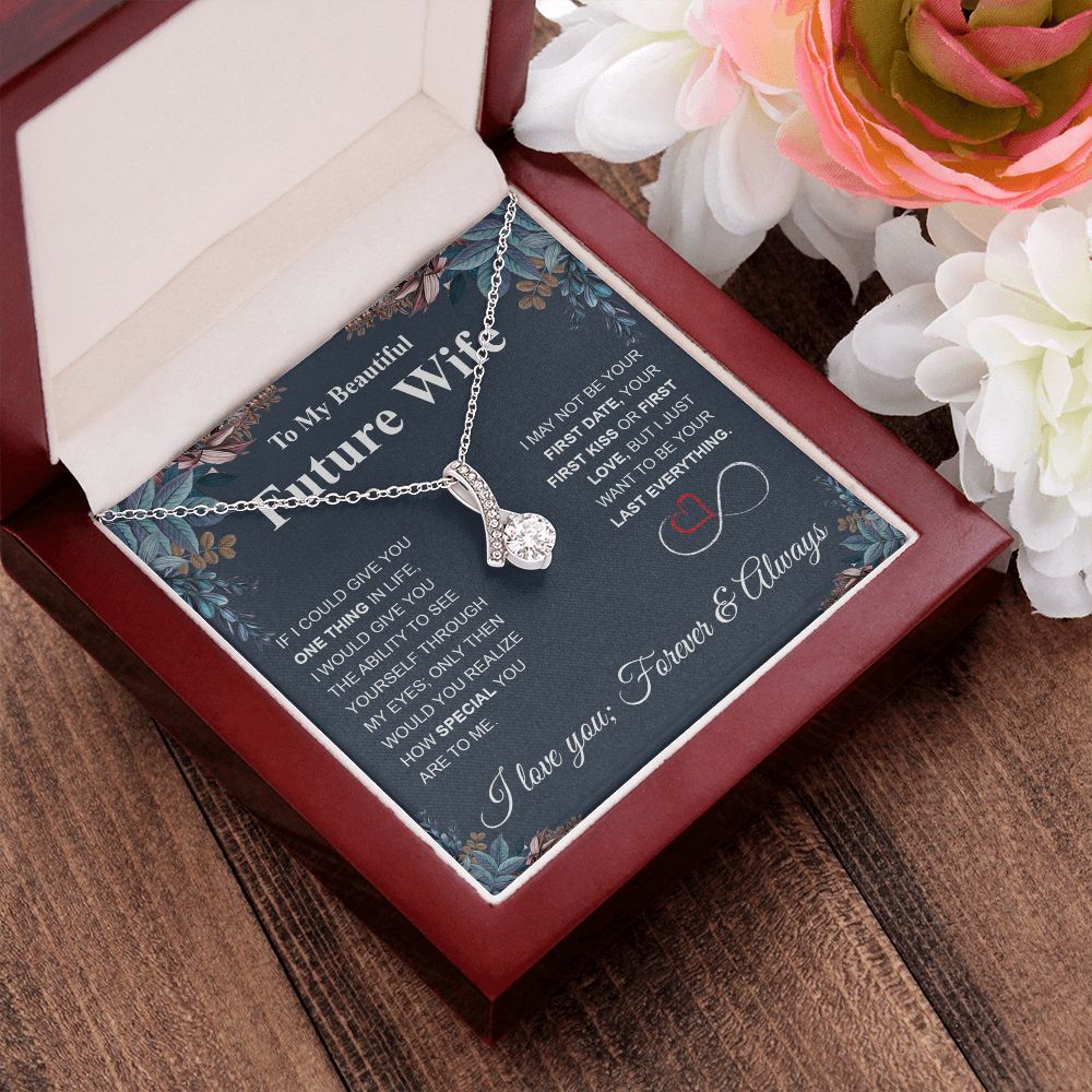 Future Wife Necklace My Last Everything, Promise Necklace For Her, Fiance Gift For Her, Wedding Gifts For Future Wife With Message Card Box LED, Soulmate Necklace For Women, To My Wife Necklace Allruing Necklace