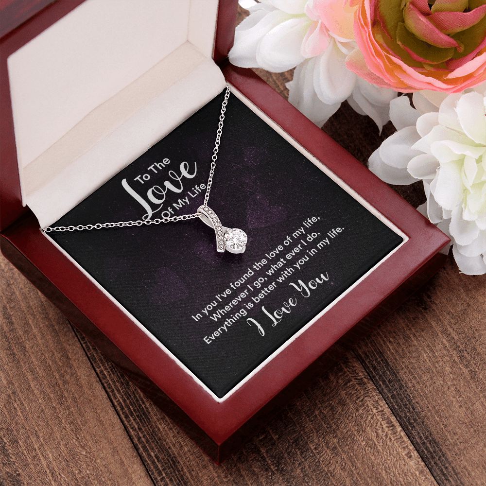 Couples Gifts, To the Love of My Life Necklace Love Knot Special Gift, Wedding Anniversary Jewelry For Wife From Husband, Wife Birthday From Husband, To My Soulmate Message Card and Gift Box styles On Birthday, Christmas, Anniversary  Allruing Necklace