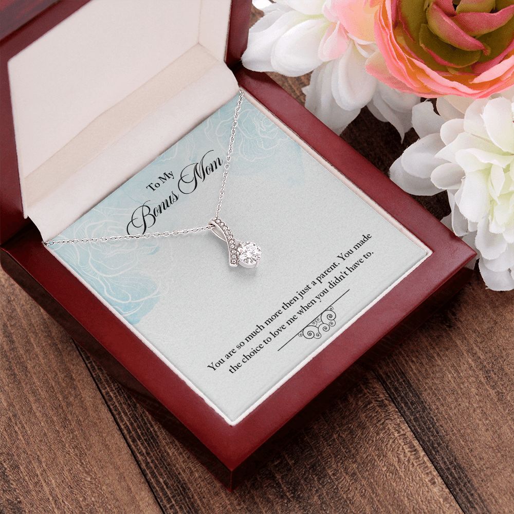 My Bonus Mom Necklace, Dear Mom, Mother's Day Necklace, Gift for Mom from Daughter, Son, Amazing Mom, Perfect Mother Mother's Day Gift, Love Knot Necklace Message Card and Gift Box Styles on Birthday, Christmas, Anniversary  Allruing Necklace