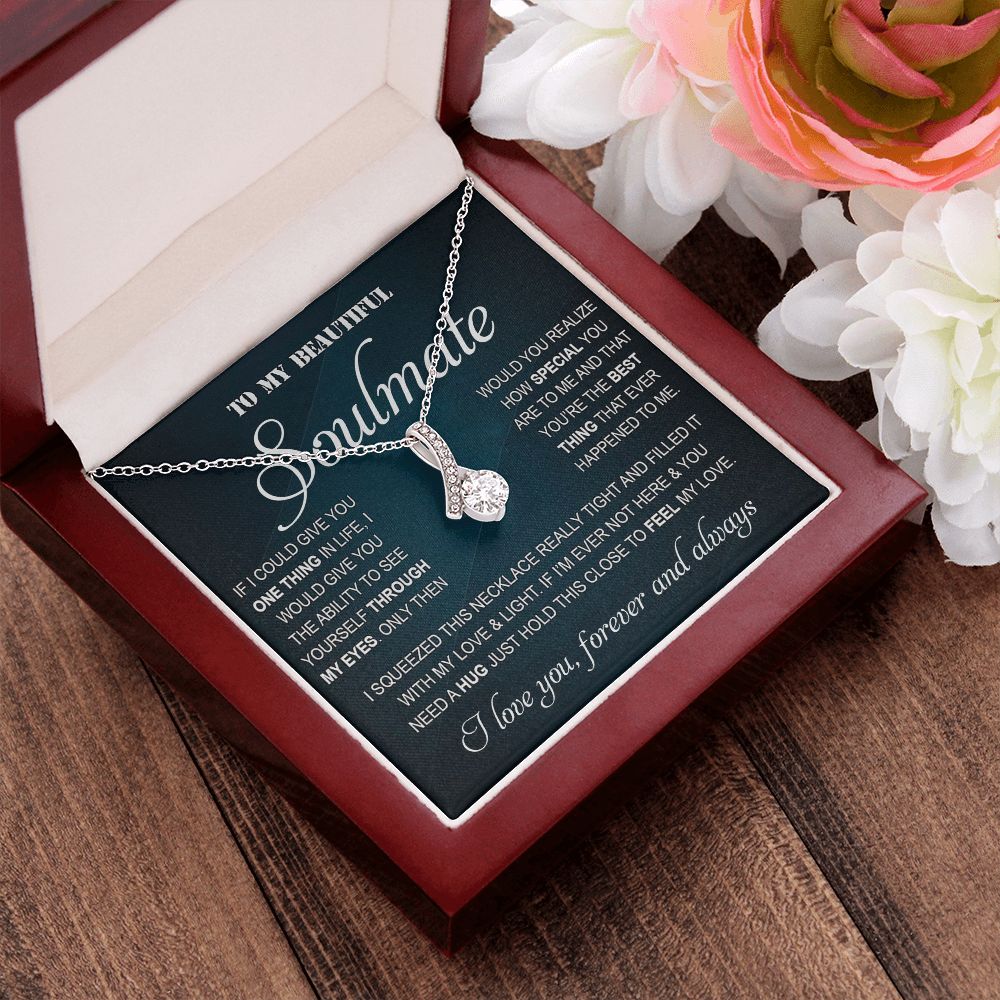 Personalized Valentine Gift For Wife, To My Soulmate Necklace For Women, Soulmate Necklace, To My Wife Necklace From Husband, Necklace Custom Name Message Card and Gift Box Styles on Birthday, Christmas, Wedding, Anniversary Allruing Necklace