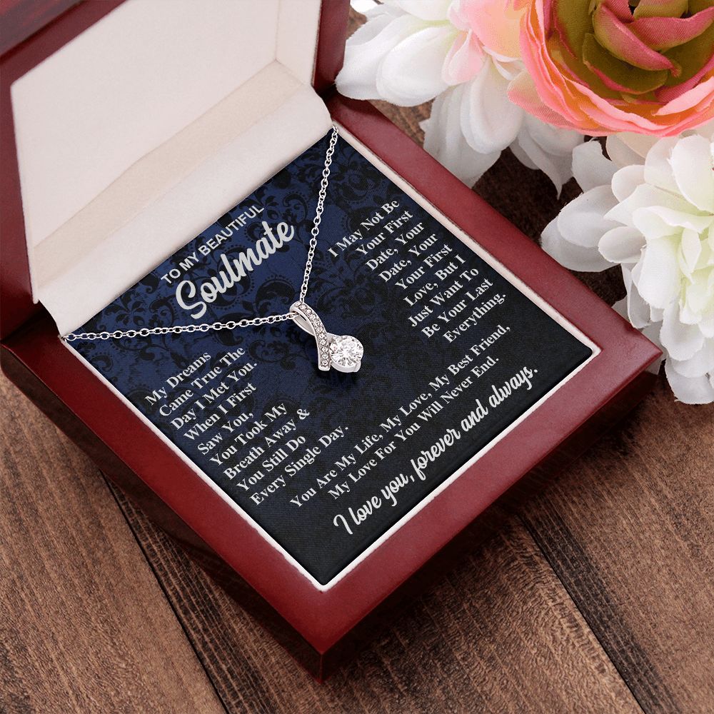 To My Soulmate Necklace Gift for Her, Soulmate Jewelry, Necklaces for Wife from Husband, Wedding To My Wife Necklace, Soulmate Gifts, Necklace Message Card and Gift Box Styles on Birthday, Wedding, Anniversary, Valentine Allruing Necklace
