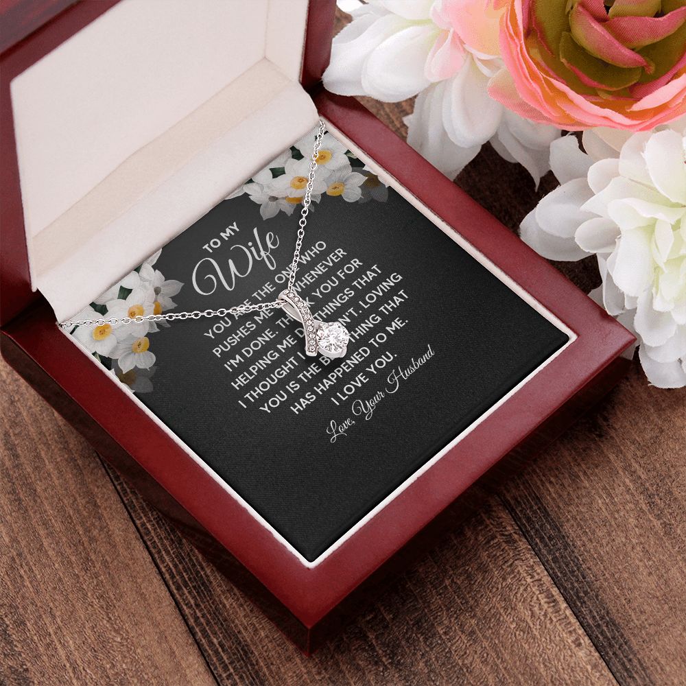 Wife Necklace Gifts From Husband, Wedding Anniversary Jewelry For Wife From Husband, Wife Birthday From Husband  Message Card and Gift Box styles On Birthday, Christmas, Anniversary Allruing Necklace