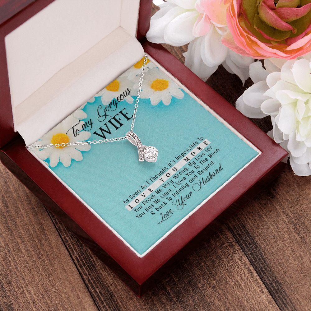 To My Gorgeous Wife Every Passing Second Gift Wife From Husband, Jewelry For Women, Jewelry For Wife, Love Knot Meaningful Necklace Message Card and Gift Box Styles on Birthday, Christmas, Anniversary Allruing Necklace