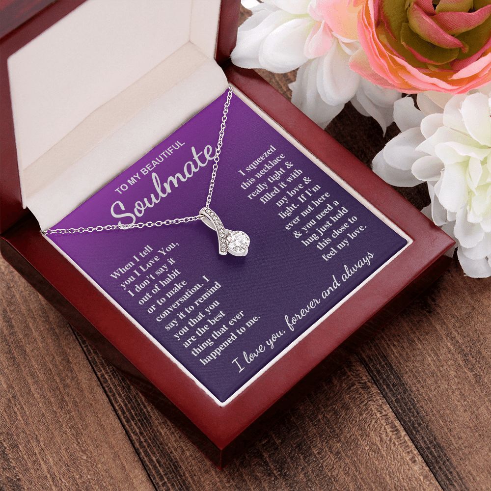 To My Beautiful Soulmate Necklace Gift for Her, Soulmate for Wife Birthday Gifts from Husband, Valentine for Women, Soulmate Gifts, Message Card and Necklace Gifts Box Gift Box Styles on Birthday, Wedding, Anniversary, Valentine Allruing Necklace