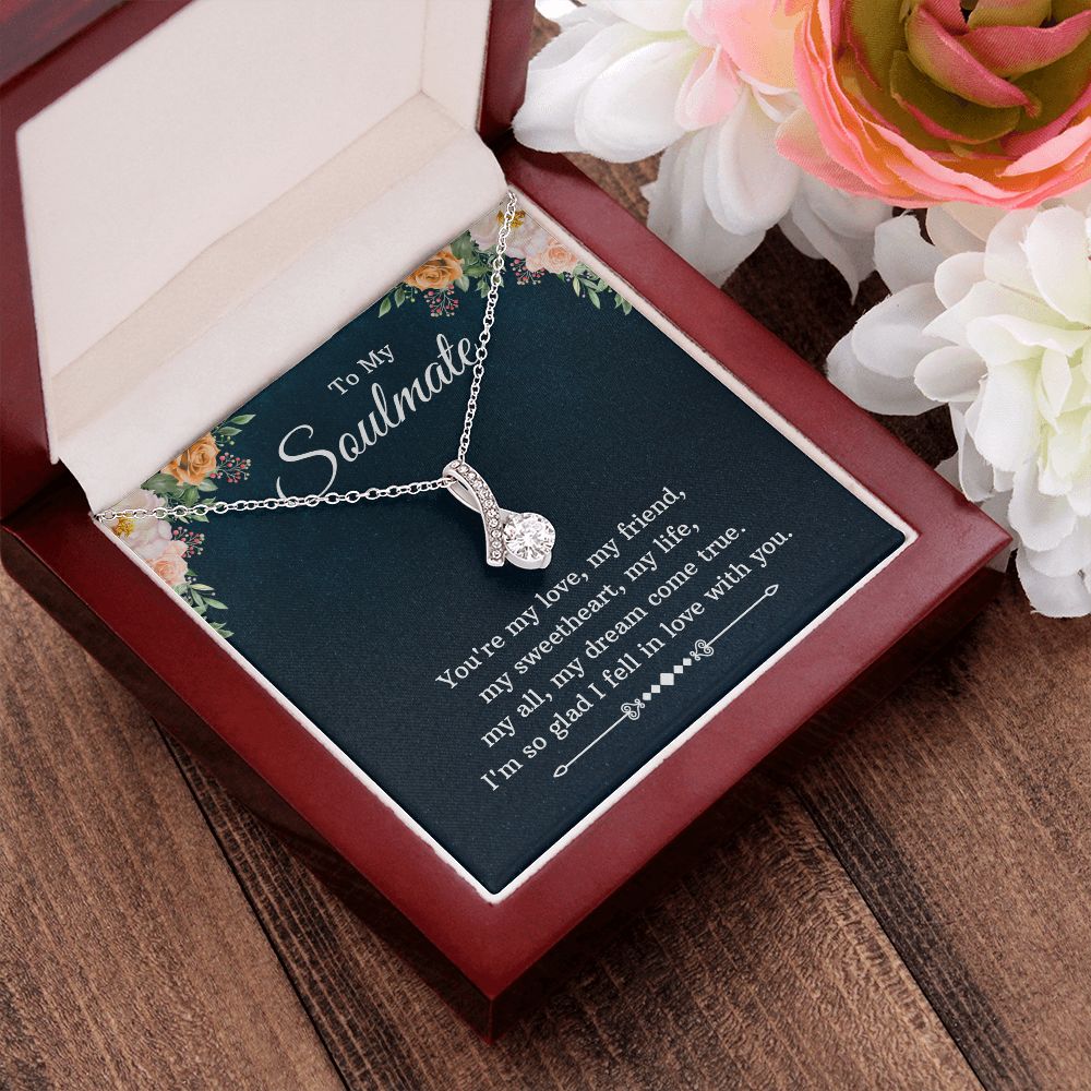 To My Beautiful Soulmate Necklace for her Jewelry For Her Couples Gifts Necklaces For Soul Mate Christmas Jewelry Romantic, Love Knot Meaningful Necklace Message Card and Gift Box Styles on Birthday, Christmas, Anniversary  Allruing Necklace