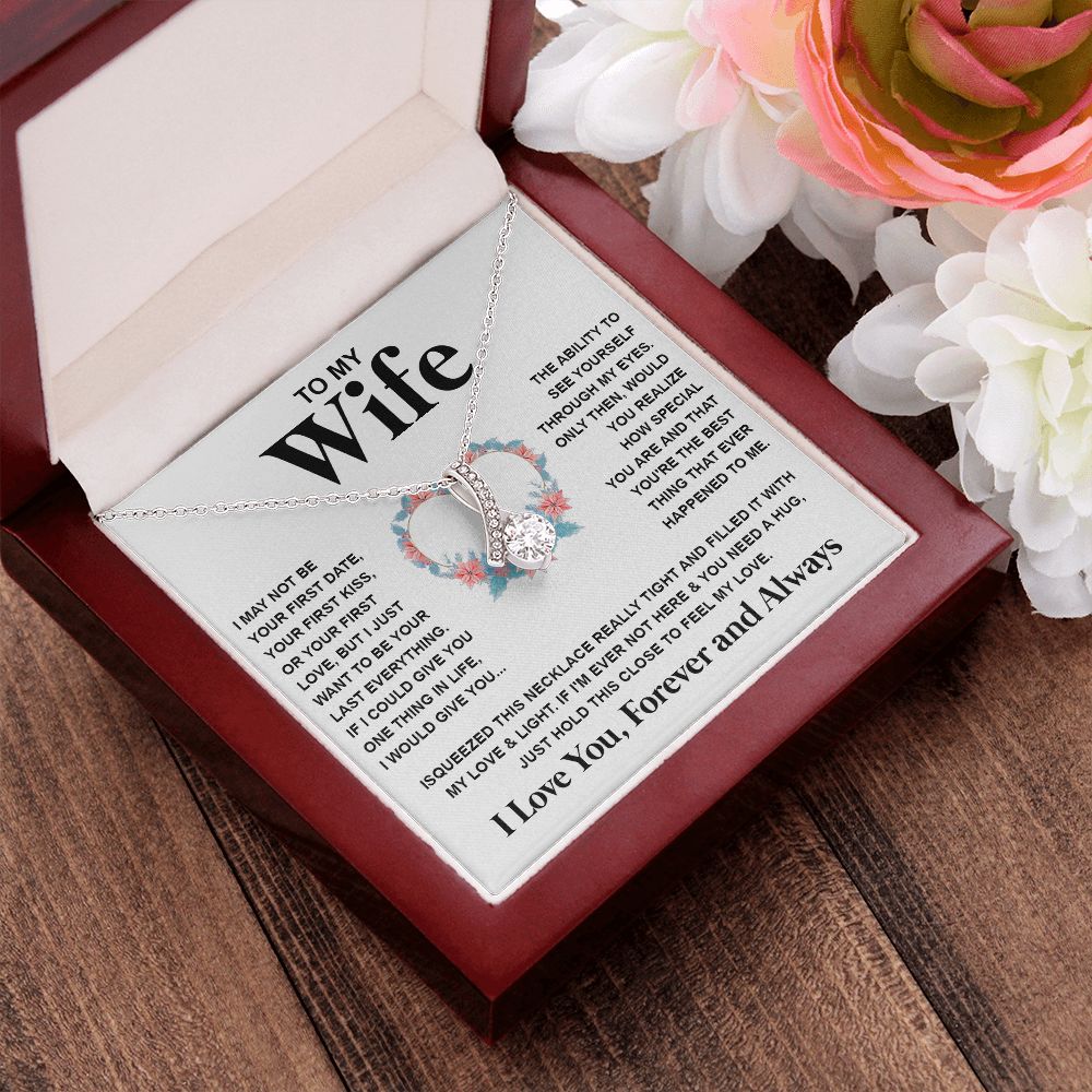 Couples Gifts Necklace To My Wife Necklace Valentine Christmas Jewelry Romantic Gifts For My Wife Pendant Jewelry with Message Card and Box Necklaces for Women Valentines Day Happy Anniversary Wedding Present Allruing Necklace