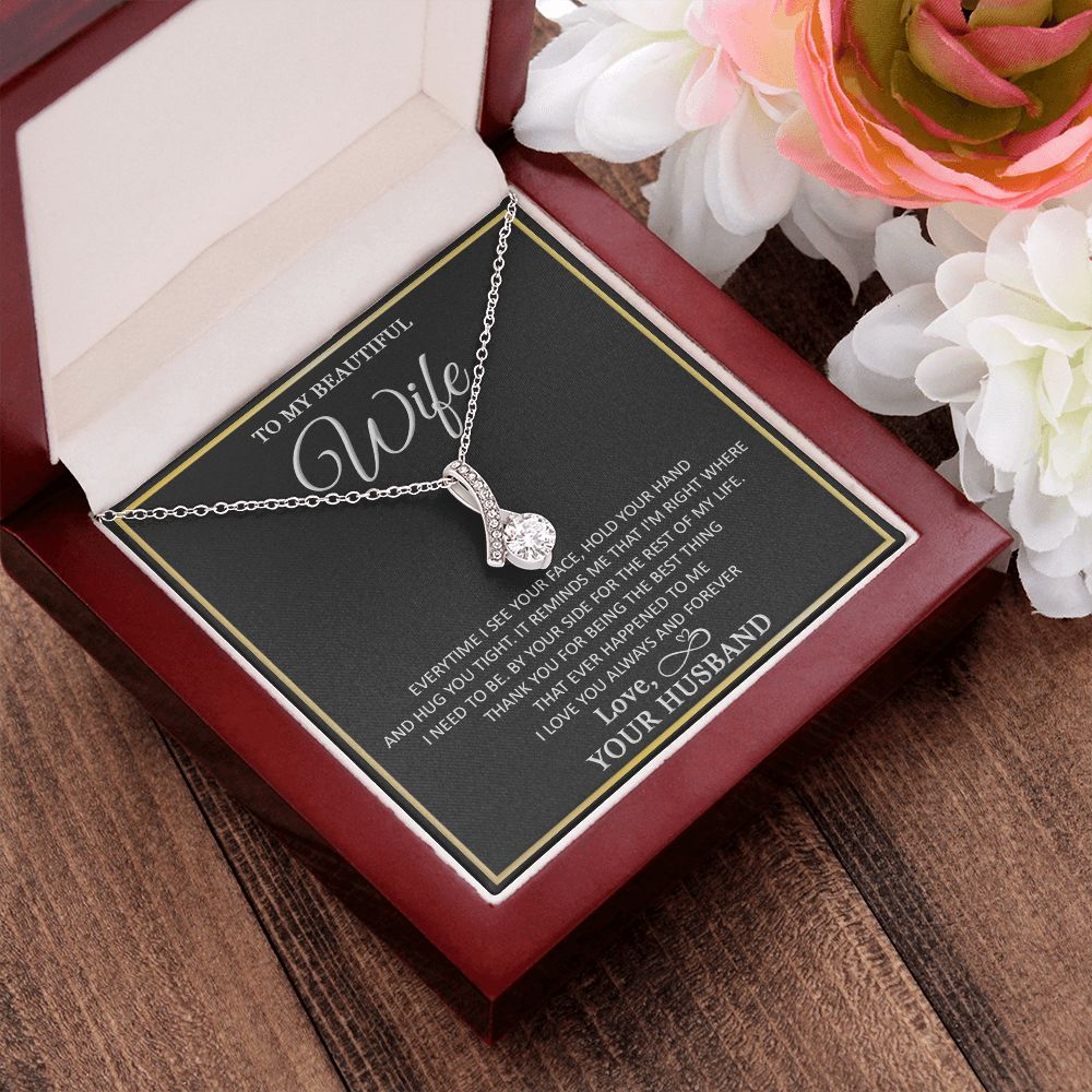 To My Wife Necklace, Necklace For Wife From Husband, To My Soulmate Necklace, Girlfriend Necklace, Soulmate For Wife, Beautiful Soulmate, Necklace Custom Name Message Card and Gift Box Styles on Birthday, Christmas, Wedding, Anniversary Allruing Necklace