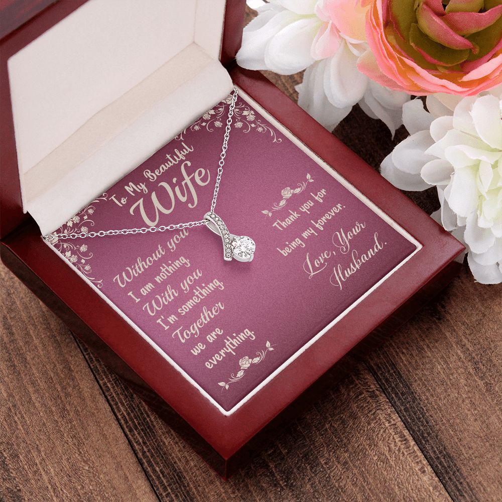 Couples Gifts,To My Wife Girlfriend Necklace Gifts From Husband, Wedding Anniversary Jewelry For Wife From Husband, Wife Birthday From Husband, To My Beautiful Wife Girlfriend Message Card and Gift Box styles On Birthday, Christmas, Anniversary  Allruing