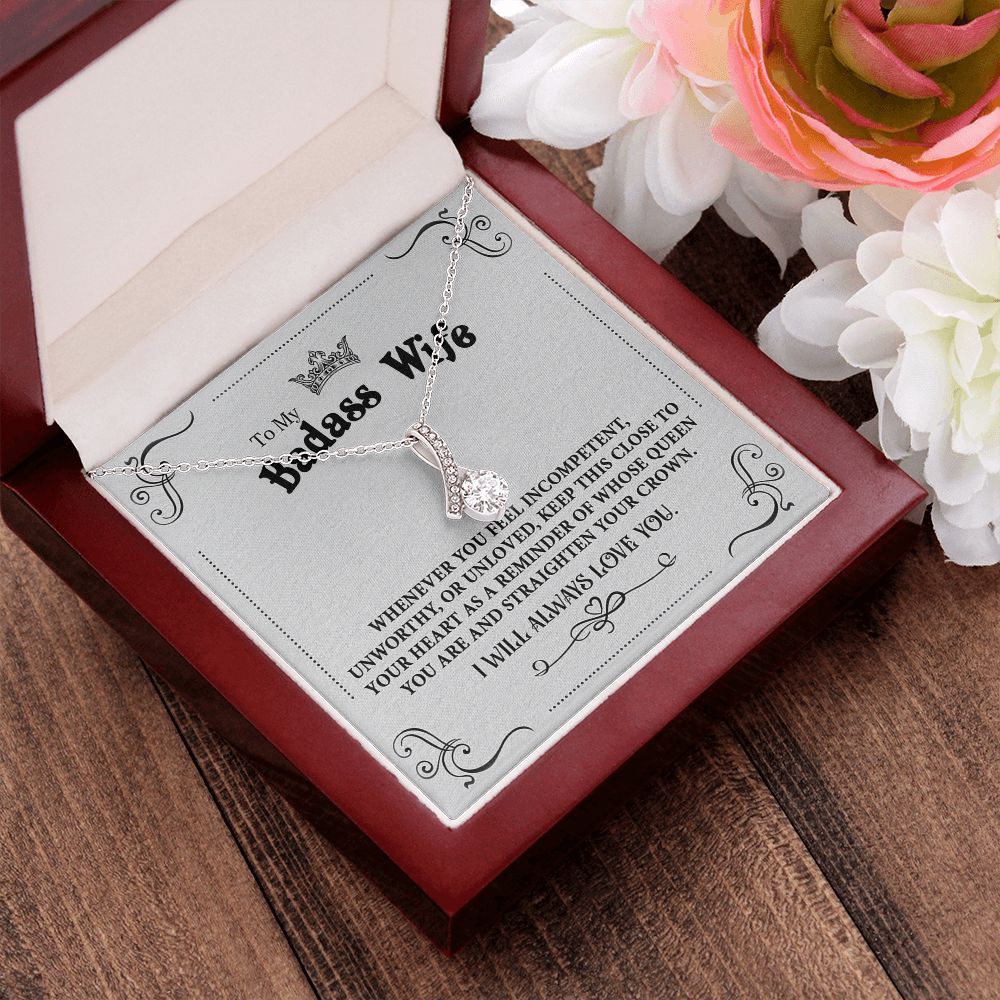 Personalized Valentine Gift For Badass Wife, To My Wife Necklace For Women, Soulmate Necklace, To My Wife Necklace From Husband, Necklace Custom Name Message Card and Gift Box Styles on Birthday, Christmas, Wedding, Anniversary Allruing Necklace