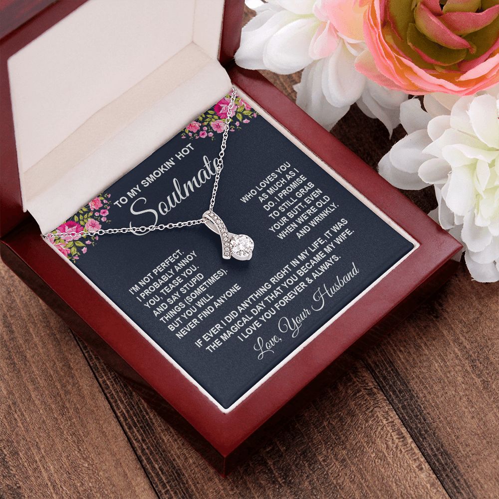 Soulmate Necklace Gifts from Husband, Wedding Anniversary Gifts for Wife from Husband, Wife Birthday Gifts from Husband, To My Wife Necklace Message Card and Necklace Gifts Box Gift Box Styles on Birthday, Wedding, Anniversary, Valentine Allruing Necklace