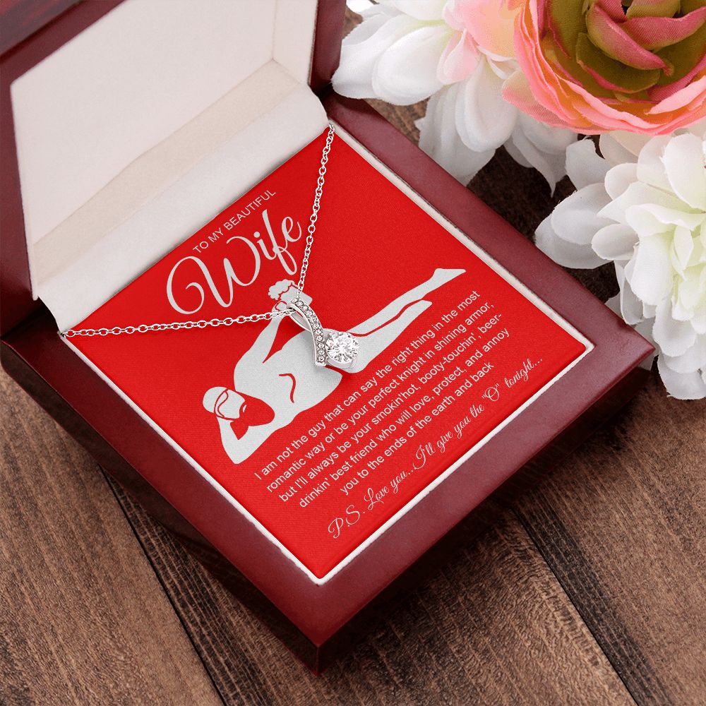 To My Beautiful Wife Necklace For Women, Funny Gifts For Girlfriend,Valentine Presents For Girlfriend, Best Birthday Meaningful Gift Ideas For Wife, Women Romantic Jewelry For Her Anniversary Message Card and Gift Box Styles Allruing Necklace