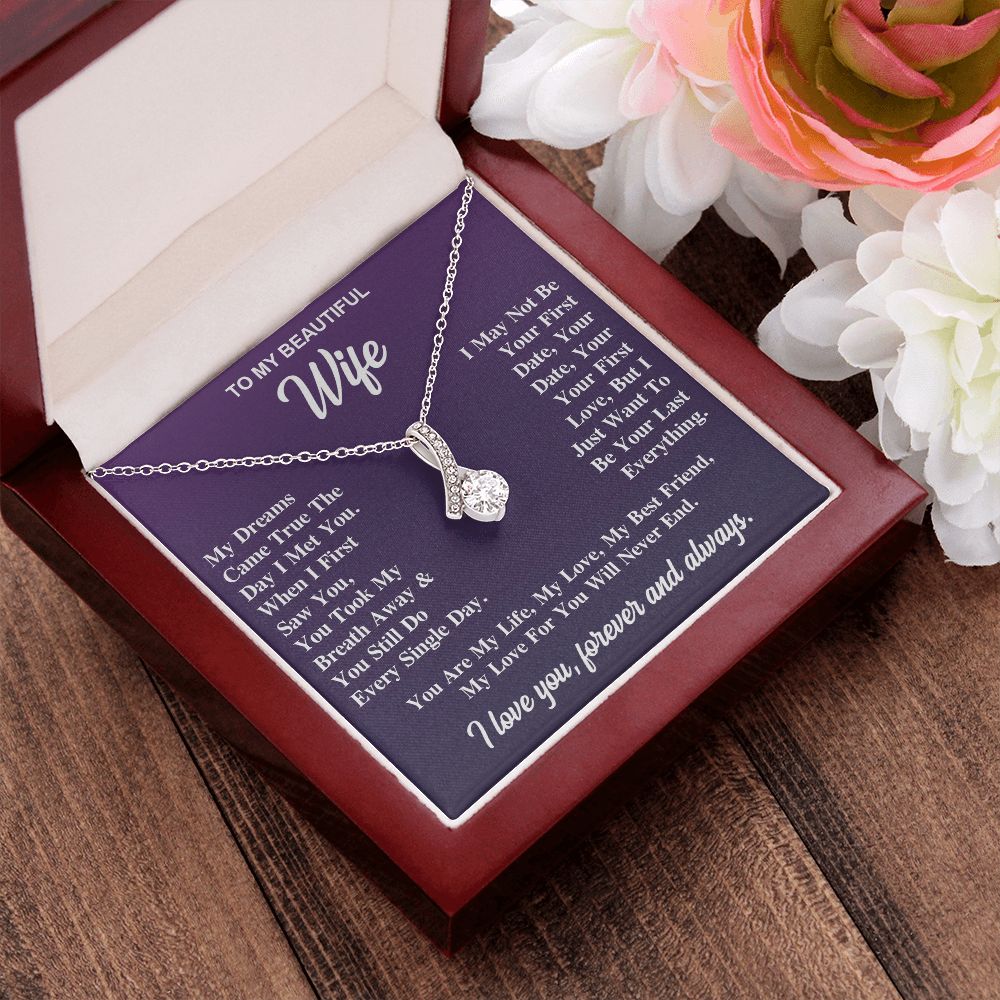 To My Wife Necklace Gift for Her, Soulmate Jewelry, Necklaces for Wife from Husband, Valentine To My Wife Necklace, Soulmate Gifts, Necklace Message Card and Gift Box Styles on Birthday, Wedding, Anniversary, Valentine Allruing Necklace