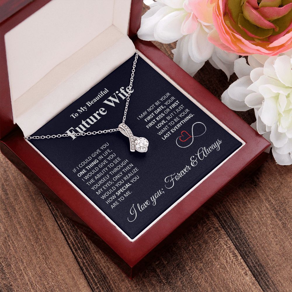 Future Wife Necklace My Last Everything, Promise Necklace For Her, Fiance Gifts For Her, Birthday Gifts For Future Wife With Message Card Box LED, Soulmate Necklace For Women, To My Wife Necklace Allruing Necklace