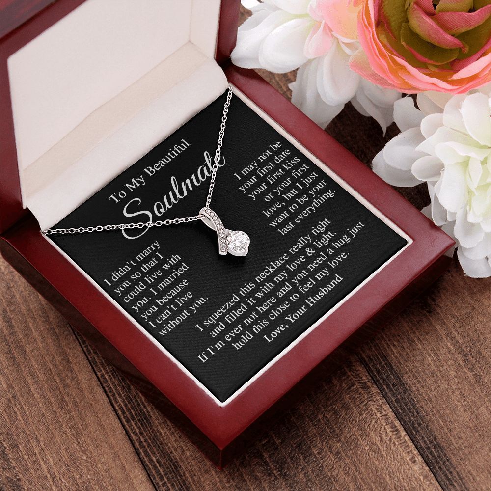 Soulmate Necklace Gift From Husband, Anniversary Romantic Gifts for Wife from Husband, Soulmate Birthday Gifts Message Card and Necklace Gifts Box Gift Box Styles on Birthday, Wedding, Anniversary, Valentine Allruing Necklace