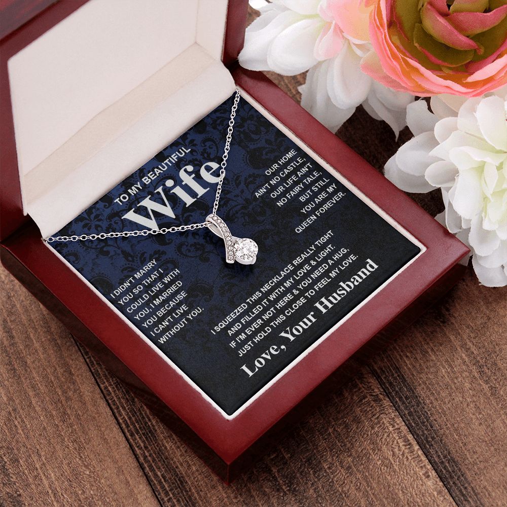 Wife Necklace Gift From Husband To My Badass Wife Valentines Day Anniversary Jewelry with Message Card and Gift Box. Gift for Wife. Necklace Gift Set for Wife Message Card and Necklace Gifts Box Gift Box Styles Allruing Necklace