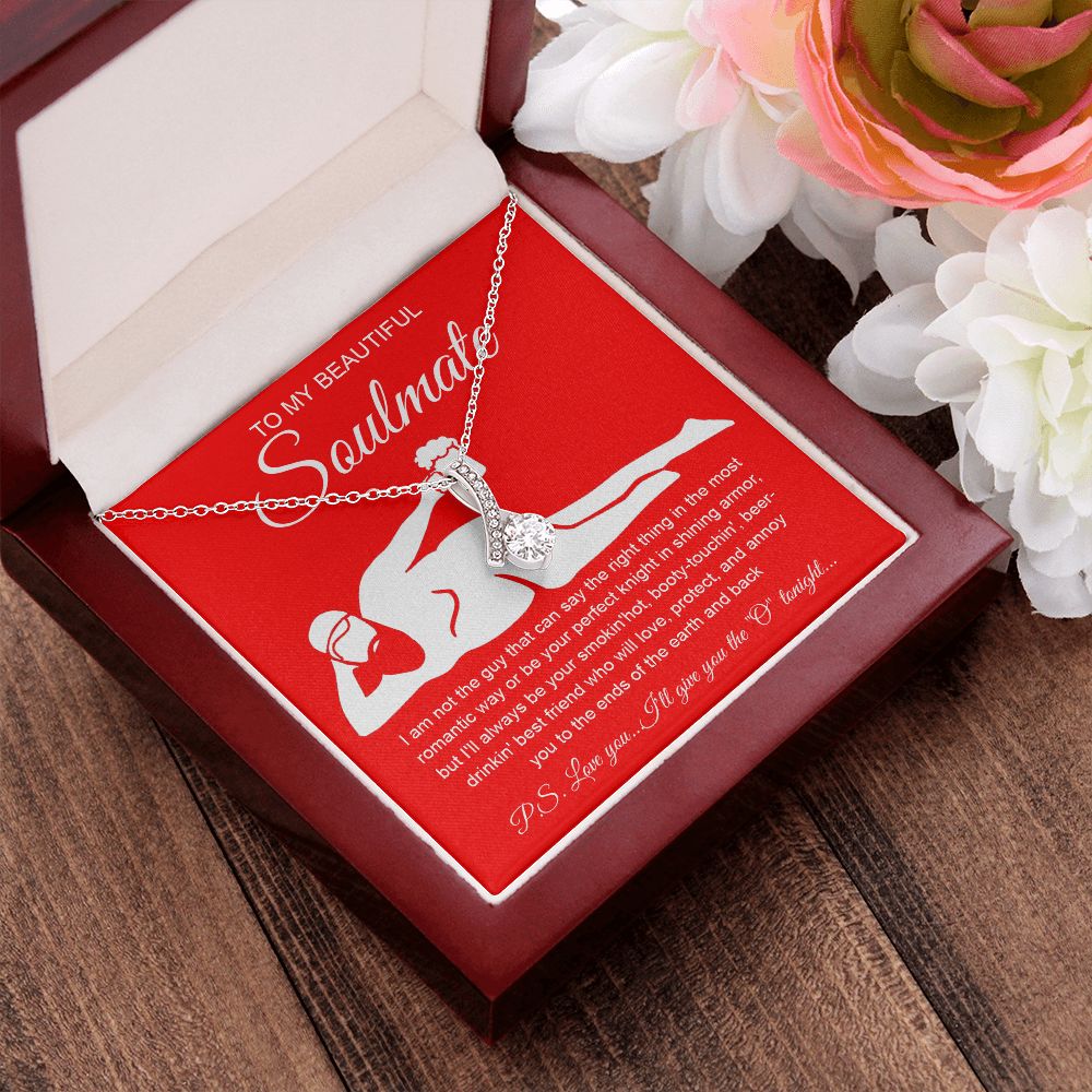 To My Beautiful Soulmate Necklace For Women, Funny Gifts For Girlfriend,Valentine Presents For Girlfriend, Best Birthday Meaningful Gift Ideas For Wife, Women Romantic Jewelry For Her Anniversary Message Card and Gift Box Styles Allruing Necklace