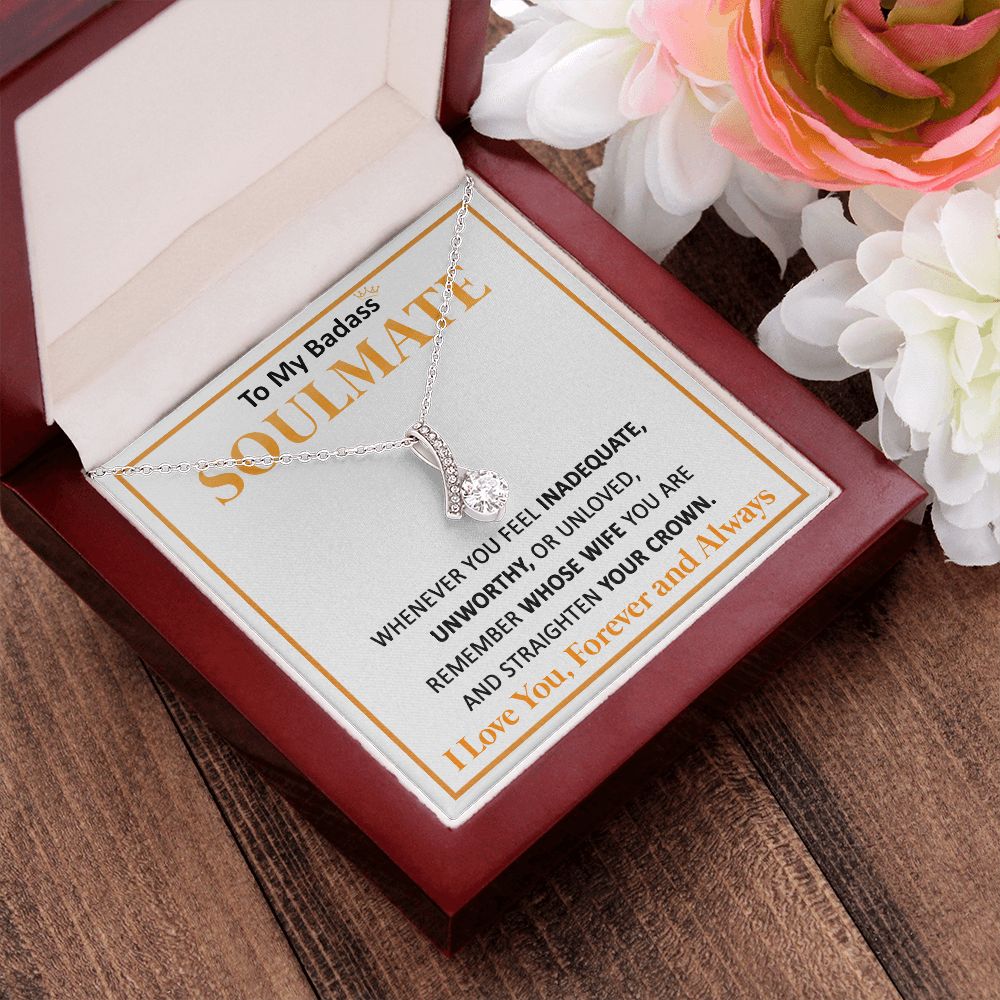 Couples Gifts, To My Dear Wife Necklace Gifts From Husband, Wedding Anniversary Jewelry For Wife From Husband, Wife Birthday From Husband, Necklace Custom Name Message Card and Gift Box Styles on Birthday, Christmas, Wedding, Anniversary Allruing Necklace