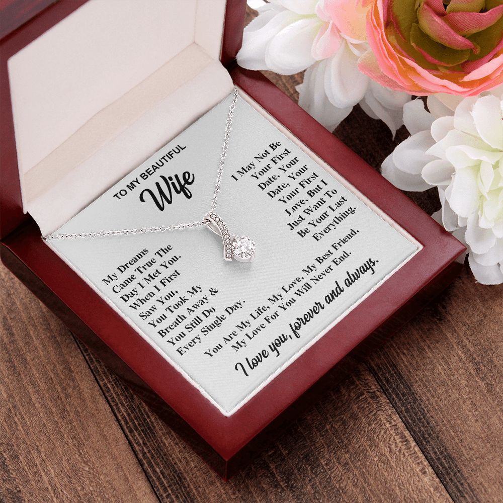 To My Wife Necklace Gift for Her, Soulmate Necklace, Necklaces for Wife from Husband, Valentine To My Wife Necklace, Soulmate Gifts, Necklace Message Card and Gift Box Styles on Birthday, Wedding, Anniversary, Valentine Allruing Necklace