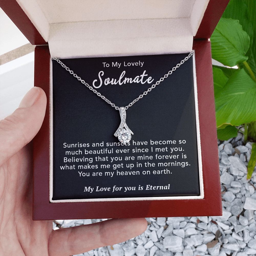 To My Lovely Soulmate Necklace Gift From Husband To My Badass Wife Pendant Valentine Jewelry with Message Card and Gift Box. Gift for Wife. Necklace Gift Set for Wife Necklace Gifts Box Gift Box Styles Allruing Necklace
