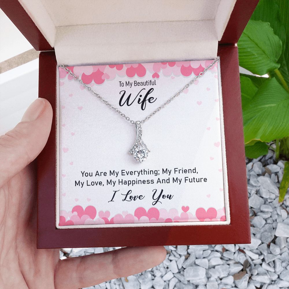Couples Gifts Necklace To My Beautiful Wife Necklace Gifts For My Wife, I Love You, Love Knot Meaningful Necklace Message Card and Gift Box Styles on Birthday, Christmas, Anniversary Allruing Necklace