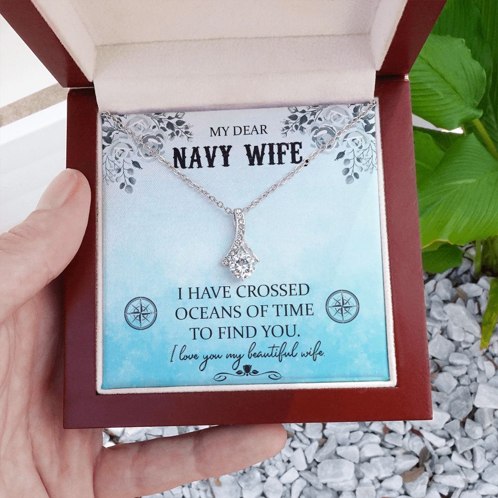 Couples Gifts, Dear Wife Necklace Gifts From Husband, Wedding Anniversary Jewelry For Wife From Husband, Wife Birthday From Husband, To My Beautiful Wife Girlfriend Message Card and Gift Box styles On Birthday, Christmas, Anniversary  Allruing Necklace