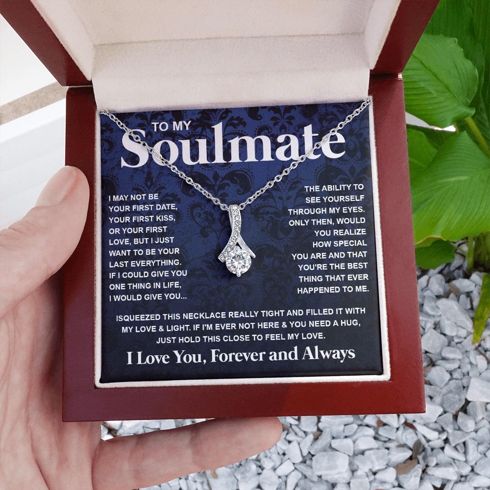 Couples Gifts Necklace To My Soulmate Necklace Anniversary Christmas Jewelry Romantic Gifts For My Wife Pendant Jewelry with Message Card and Box Necklaces for Women Valentines Day Happy Anniversary Wedding Present Allruing Necklace