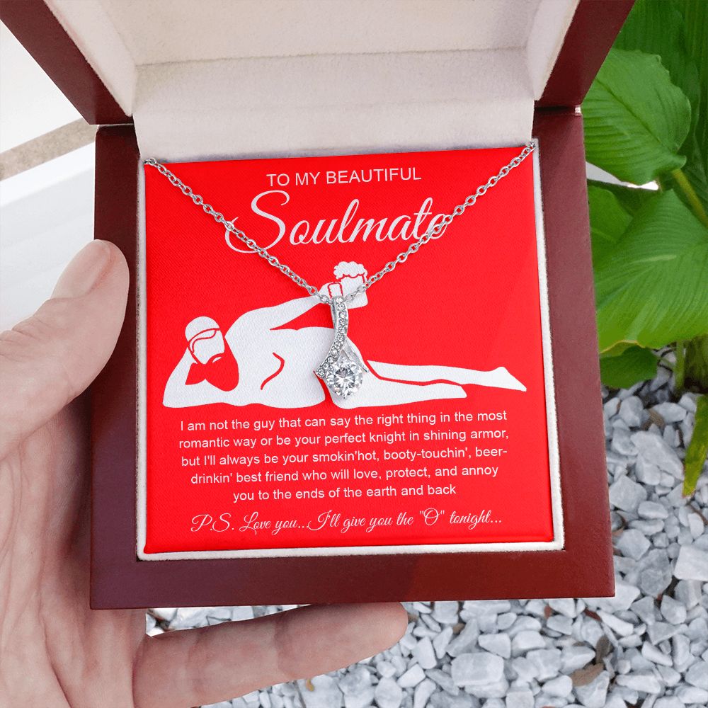 To My Beautiful Soulmate Necklace For Women, Funny Gifts For Girlfriend,Valentine Presents For Girlfriend, Best Birthday Meaningful Gift Ideas For Wife, Women Romantic Jewelry For Her Anniversary Message Card and Gift Box Styles Allruing Necklace