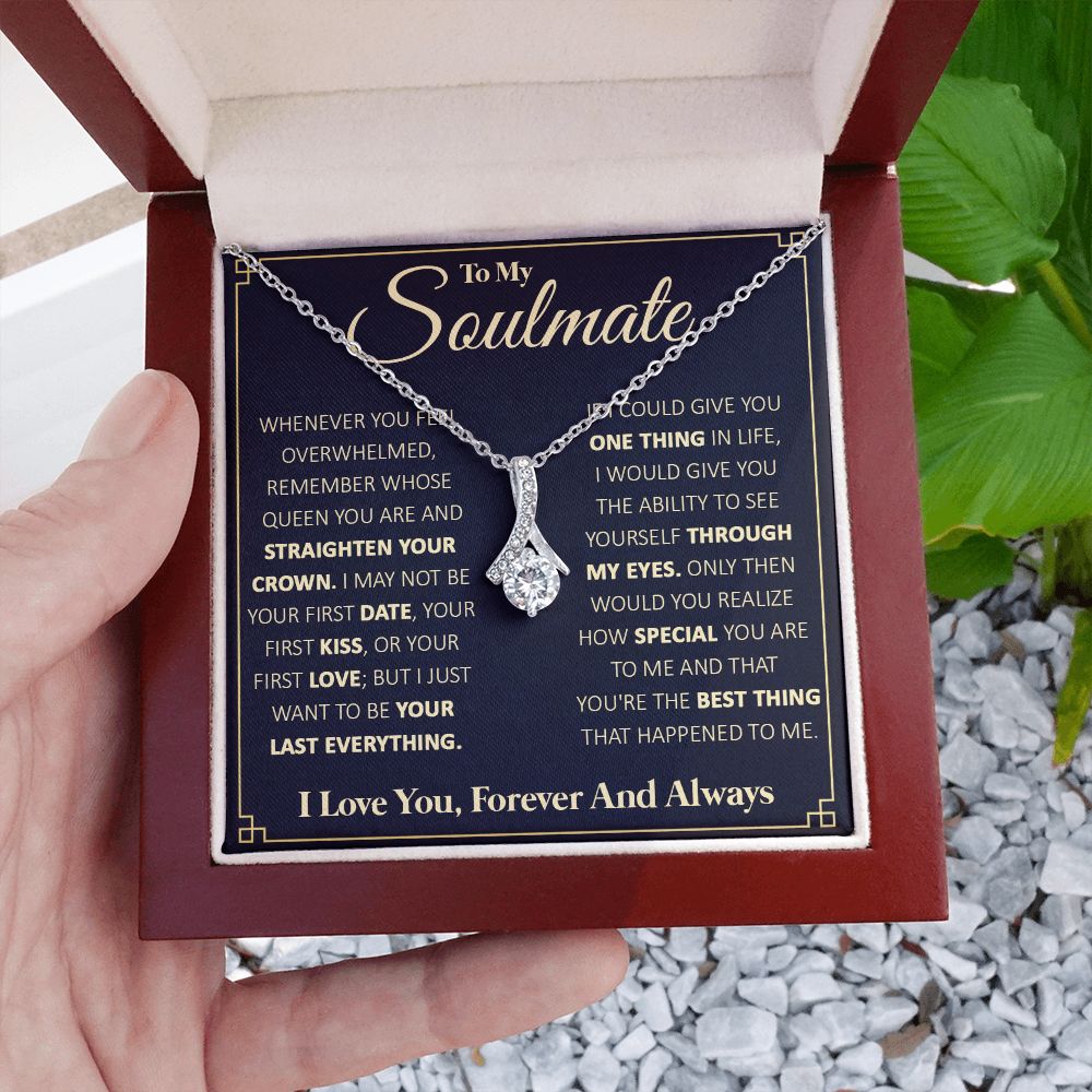 Couples Gifts, To My Beautiful Soulmate Necklace From Husband, Necklace For Wife From Husband, Wife Wedding From Husband, To My Wife, Necklace Custom Name Message Card and Gift Box Styles on Birthday, Christmas, Wedding, Anniversary Allruing Necklace