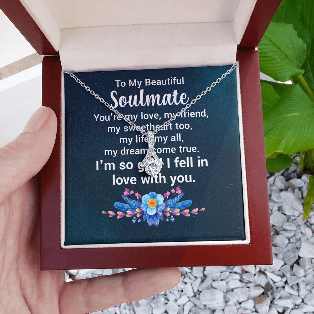 Couples Gifts, Beautiful Soulmate Necklace Gifts From Husband, Wedding Anniversary Jewelry For Wife From Husband, Wife Birthday From Husband, To My Unbiological Sister Message Card and Gift Box styles On Birthday, Christmas, Anniversary  Allruing Necklace