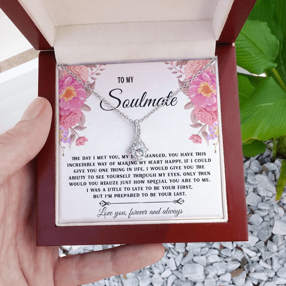 To My Soulmate Necklace, Necklaces For Wife from Husband, Soulmate Necklace to My Beautiful Wife, Necklace For Soulmate with Message Card and Necklace Gift Box Gift Box Styles on Birthday, Christmas, Wedding, Anniversary Allruing Necklace