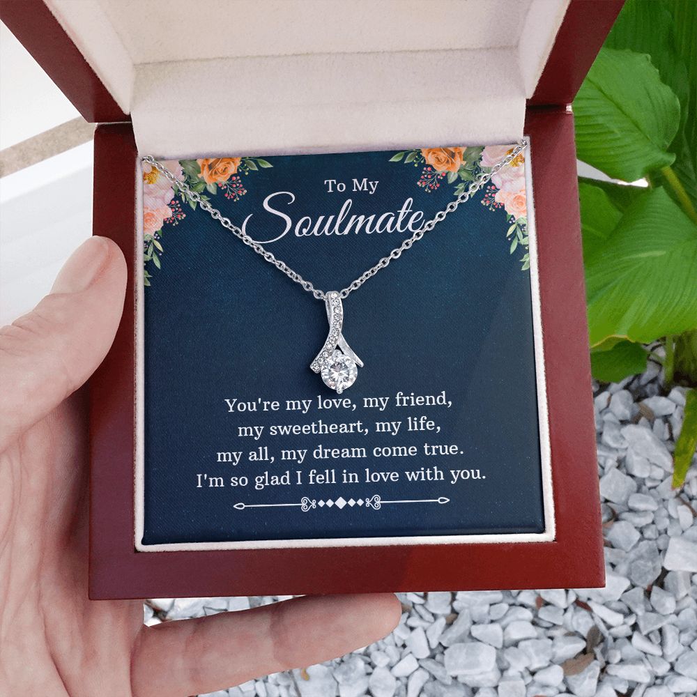 To My Beautiful Soulmate Necklace for her Jewelry For Her Couples Gifts Necklaces For Soul Mate Christmas Jewelry Romantic, Love Knot Meaningful Necklace Message Card and Gift Box Styles on Birthday, Christmas, Anniversary  Allruing Necklace