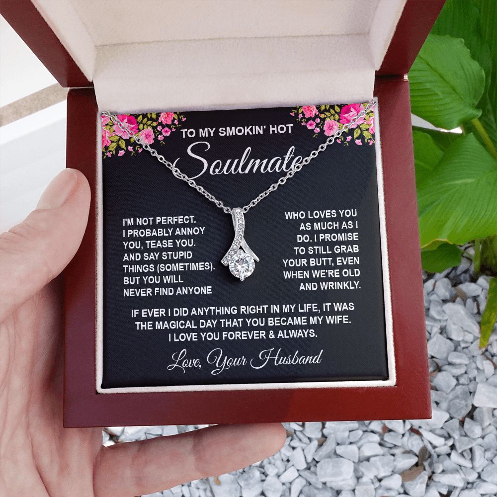 Soulmate Necklace Gifts from Husband, Wedding Gifts for Wife from Husband, Wife Birthday Gifts from Husband, To My Wife Necklace Message Card and Necklace Gifts Box Gift Box Styles on Birthday, Wedding, Anniversary, Valentine Allruing Necklace