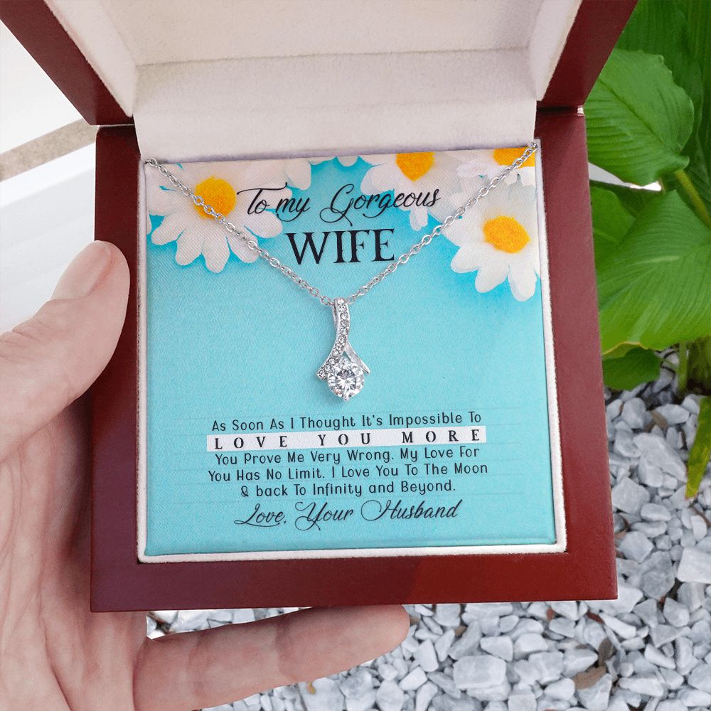 To My Gorgeous Wife Every Passing Second Gift Wife From Husband, Jewelry For Women, Jewelry For Wife, Love Knot Meaningful Necklace Message Card and Gift Box Styles on Birthday, Christmas, Anniversary Allruing Necklace