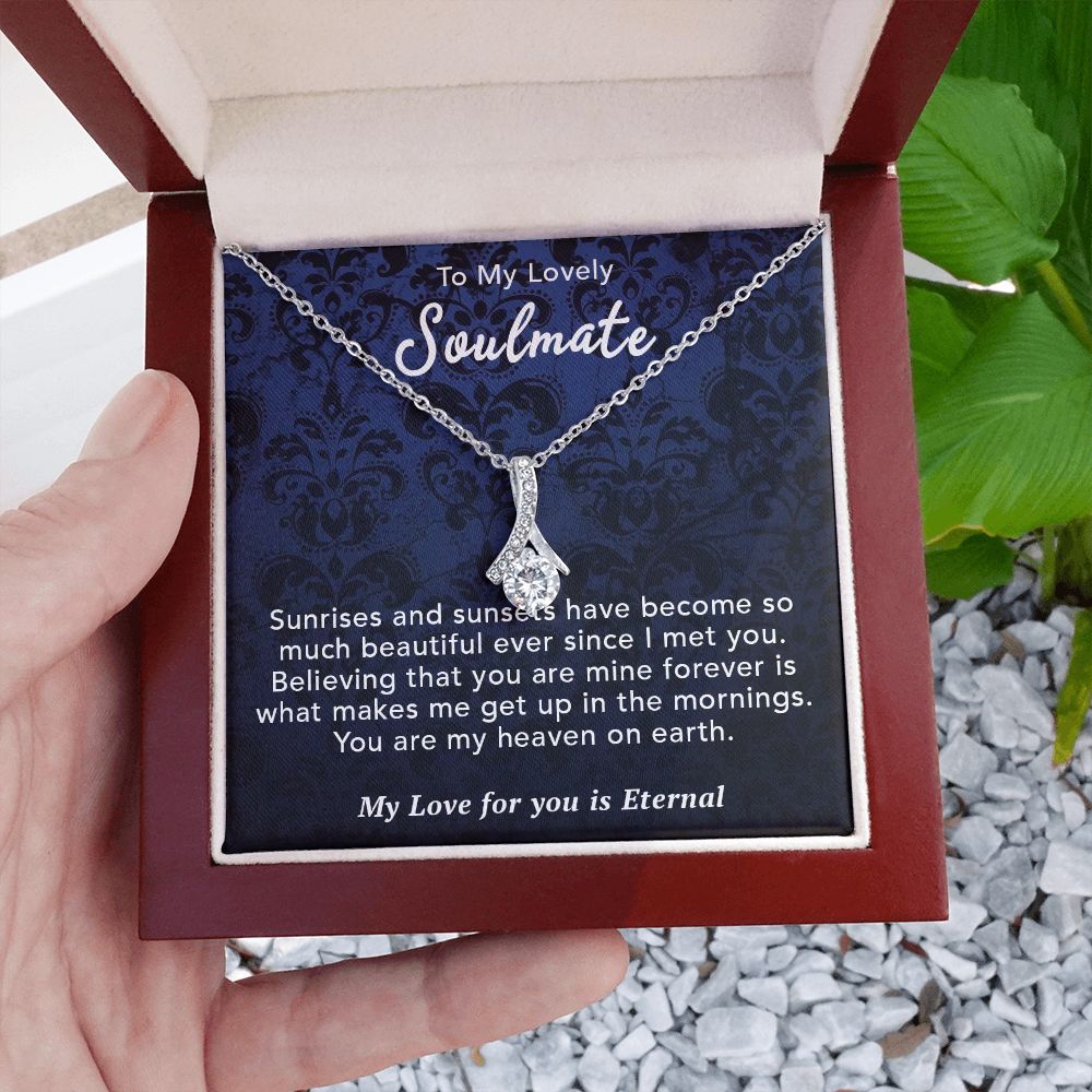 To My Lovely Soulmate Necklace Gift From Husband To My Badass Wife Pendant Wedding Jewelry with Message Card and Gift Box. Gift for Wife. Necklace Gift Set for Wife Necklace Gifts Box Gift Box Styles Allruing Necklace