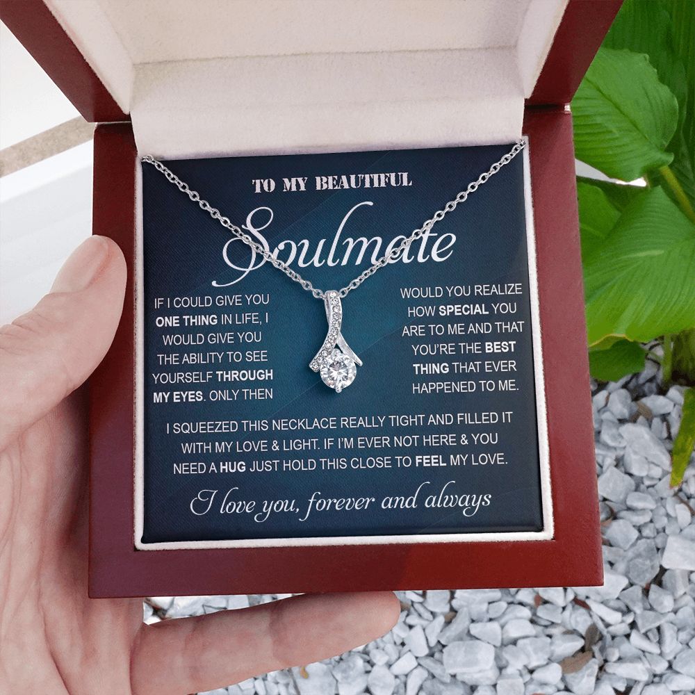 Personalized Valentine Gift For Wife, To My Soulmate Necklace For Women, Soulmate Necklace, To My Wife Necklace From Husband, Necklace Custom Name Message Card and Gift Box Styles on Birthday, Christmas, Wedding, Anniversary Allruing Necklace