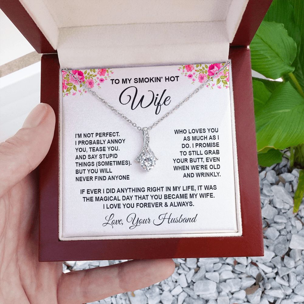Wife Necklace Gifts from Husband, Wedding Anniversary Gifts for Wife from Husband, Wife Valentine Gifts from Husband, To My Wife Necklace Message Card and Necklace Gifts Box Gift Box Styles on Birthday, Wedding, Anniversary, Valentine Allruing Necklace