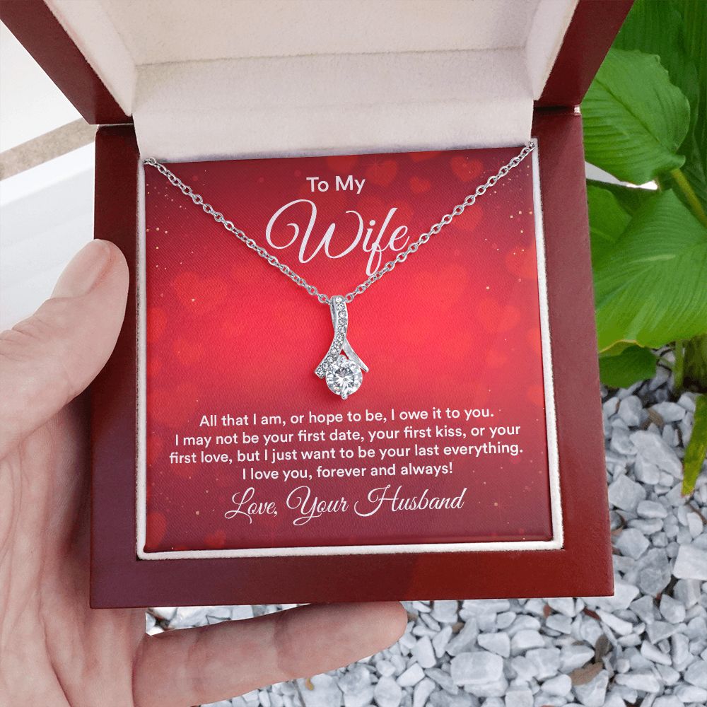 Couples Gifts,My Wife Necklace Gifts From Husband, Wedding Anniversary Jewelry For Wife From Husband, Wife Birthday From Husband, To My Soulmate Message Card and Gift Box styles On Birthday, Christmas, Anniversary  Allruing Necklace