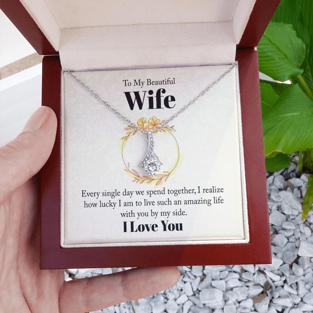 Wife Necklace Gifts From Husband, Wedding Anniversary Jewelry For Wife From Husband, Wife Birthday From Husband, Necklaces For Wife From Husband To My Wife Necklace, Necklace Message Card and Gift Box Styles on Birthday, Christmas, Anniversary  Allruing N