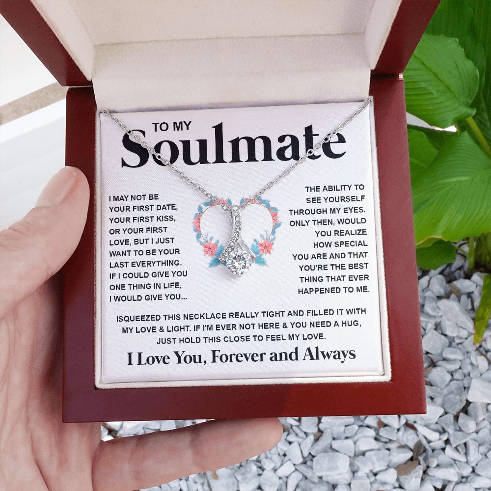 Couples Gifts Necklace To My Soulmate Necklace Valentine Christmas Jewelry Romantic Gifts For My Wife Pendant Jewelry with Message Card and Box Necklaces for Women Valentines Day Happy Anniversary Wedding Present Allruing Necklace