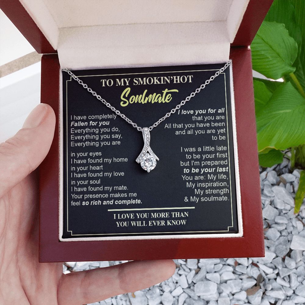 Couples Gifts, Necklace To My Hot Soulmate Necklace Gifts For My Wife with Future Wife Soulmate Girlfriend Necklaces Customer Name Message Card and Gift Box styles On Birthday, Christmas, Anniversary Allruing Necklace