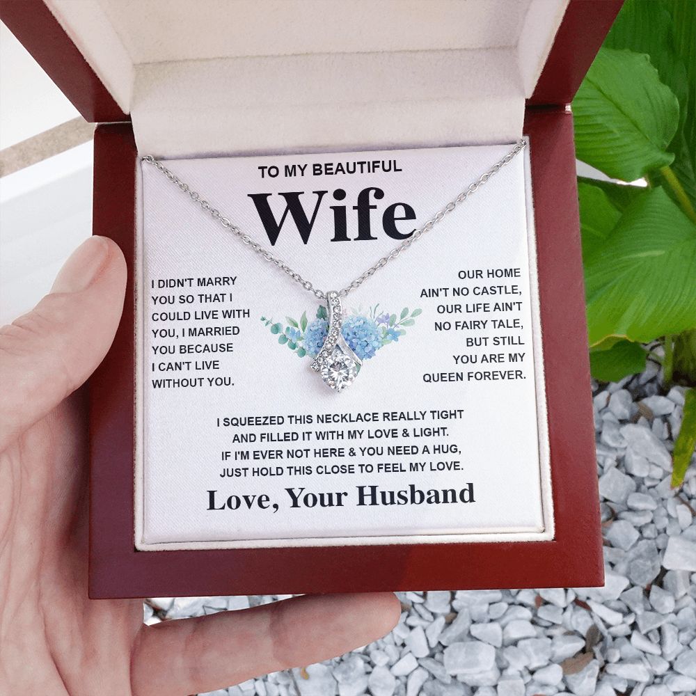Wife Necklace Gift From Husband To My Badass Wife Pendant Valentines Day Anniversary Jewelry with Message Card and Gift Box. Gift for Wife. Necklace Gift Set for Wife Message Card and Necklace Gifts Box Gift Box Styles Allruing Necklace