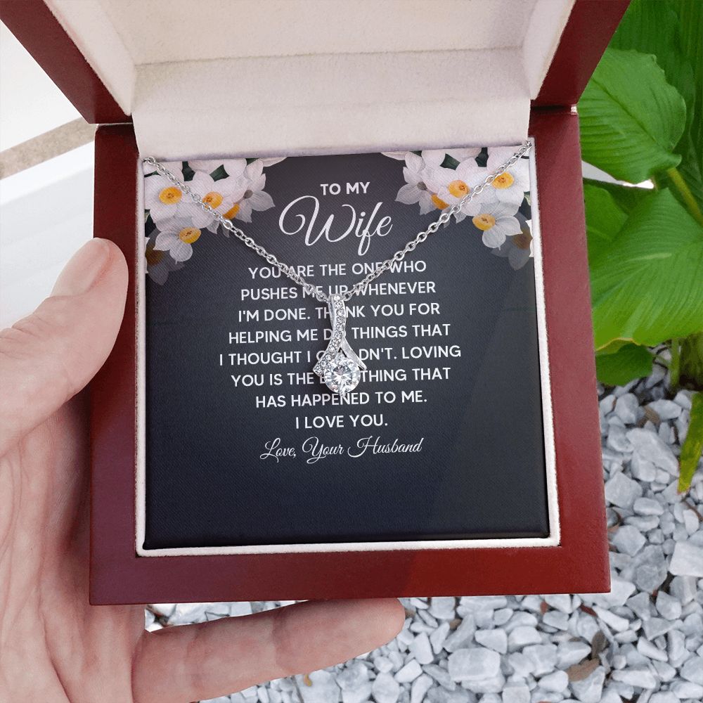 Wife Necklace Gifts From Husband, Wedding Anniversary Jewelry For Wife From Husband, Wife Birthday From Husband  Message Card and Gift Box styles On Birthday, Christmas, Anniversary Allruing Necklace