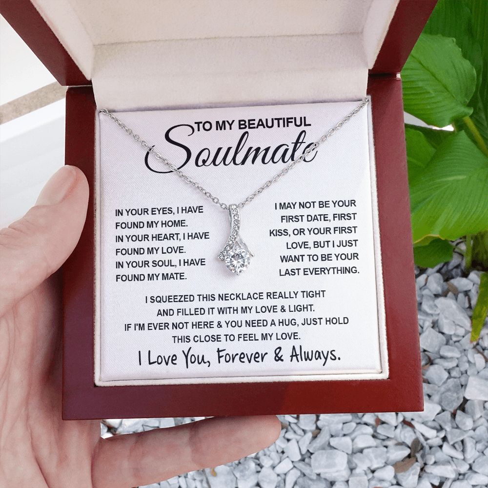 To My Beautiful Soulmate Necklace, Soulmate Jewelry For Women, Wife Necklace From Husband, Wife Birthday Gifts Necklace For Wife, Soulmate Gifts For Her, To My Future Wife Necklace Soulmate Allruing Necklace