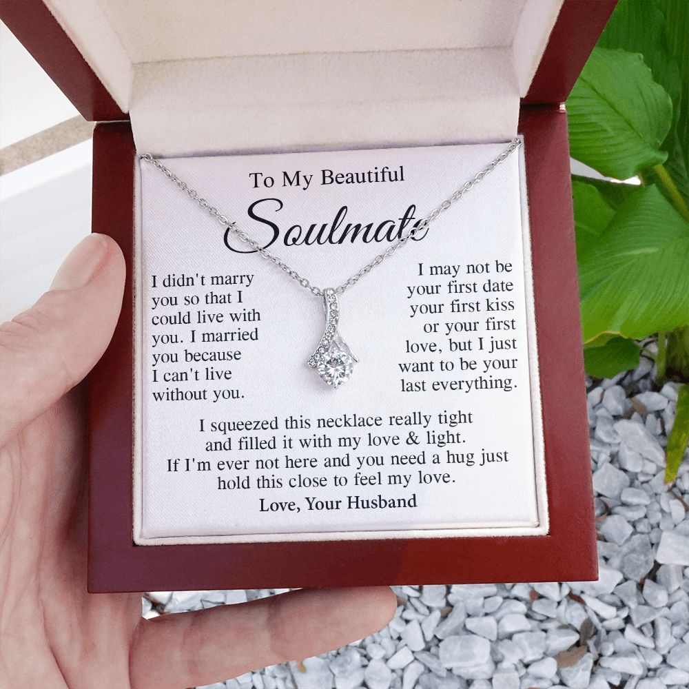 Soulmate Necklace Gift From Husband, Wedding Anniversary Romantic Gifts for Wife from Husband, Soulmate Birthday Gifts Message Card and Necklace Gifts Box Gift Box Styles on Birthday, Wedding, Anniversary, Valentine Allruing Necklace