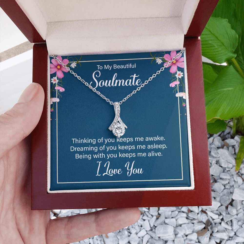To My Beautiful Soulmate Necklace for her Jewelry For Her Couples Gifts Necklaces For Soul Mate Christmas Jewelry, Love Knot Meaningful Necklace Message Card and Gift Box Styles on Birthday, Christmas, Anniversary  Allruing Necklace